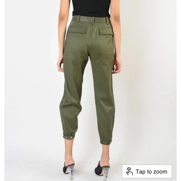 NILI LOTAN ARMY GREEN CARGO TAPERED PANTS - Picture 2 of 6